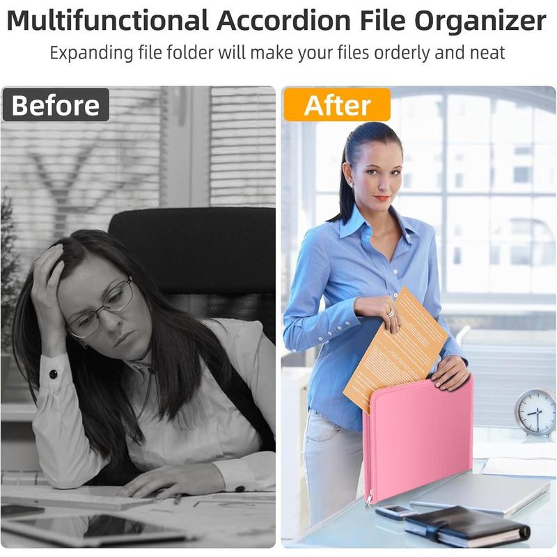 Fireproof Accordion File Organizer, Portable Expanding File Folder with Zipper&Labels, Pink Document Organizer with 13 Pockets, File Organizer for Important Document/Paper Storage Fireproof Accordion File Organizer, Portable Expanding File Folder with Zipper&Labels, Pink Document Organizer with 13 Pockets, File Organizer for Important Document/Paper Storage
