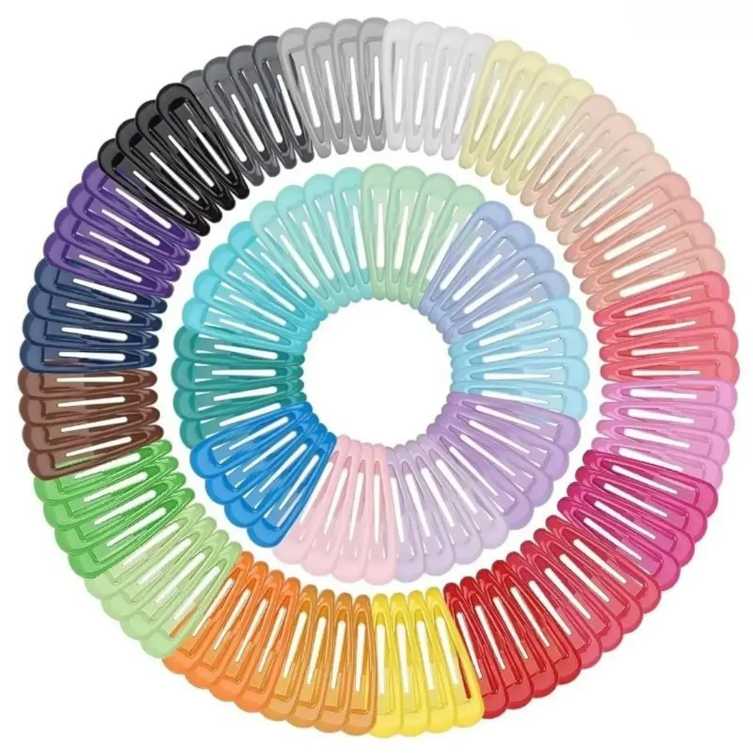 50Pcs Candy Color Snap Hair Clips, 2 Inch Glossy Metal Barrettes, Non-Slip Hair Accessories for Activewear, Running, Gym Workouts, Hiking, Travel, Outdoor Sports and Everyday Styling, Lightweight Colourful Hair Clips