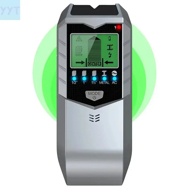 YYT1 5-in-1 Precision Scanner, Professional Metal Wire Pipe Detector with Multi-Mode Depth Sensor LCD Display, Portable Handheld Home Improvement Hardware Tool Safe Line Inspection and Structure Detection Remodel
