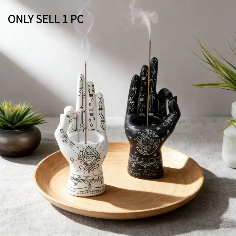 Halloween Ghost Resin Hand Incense Holder, Witchy Desktop Aroma Ornament for Bedroom & Meditation Room Home Decor, Home Aromatherapy