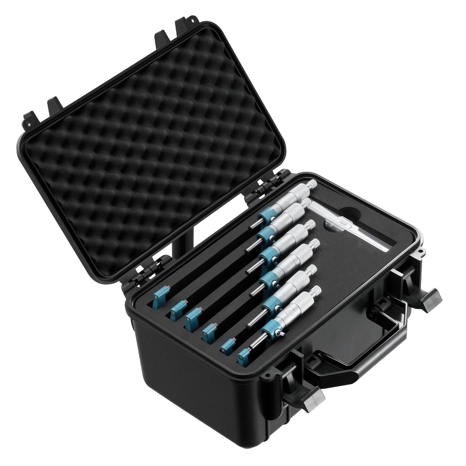 VEVOR 6 PCS Micrometer Set, 0-1"/1-2"/2-3"/3-4"/4-5"/5-6" Machinist Outside Micrometer, Precision 0.0001 Accuracy, Professional Machinist Tools with Protective Case, for Metalworking & Engineering