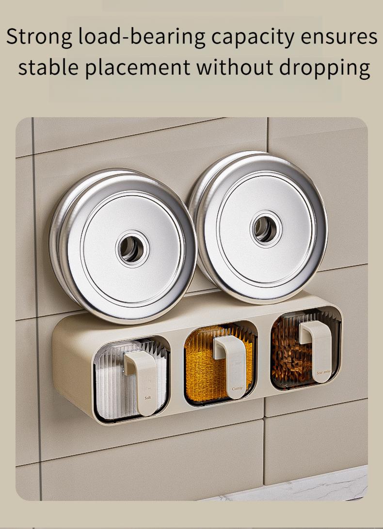 Wall-Mounted Integrated Multi-Compartment Spice Box Set Kitchen Household Moisture-Proof Storage Salt MSG Plastic Jar Organizer