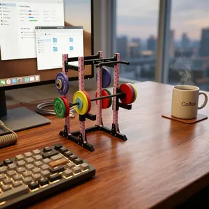 Fitness Rack Toy Display Stand with Pull-Up Bar & Dumbbell Weight Set, Multiple Colors Available, Home Decor, Desk Ornament, Teen Gift