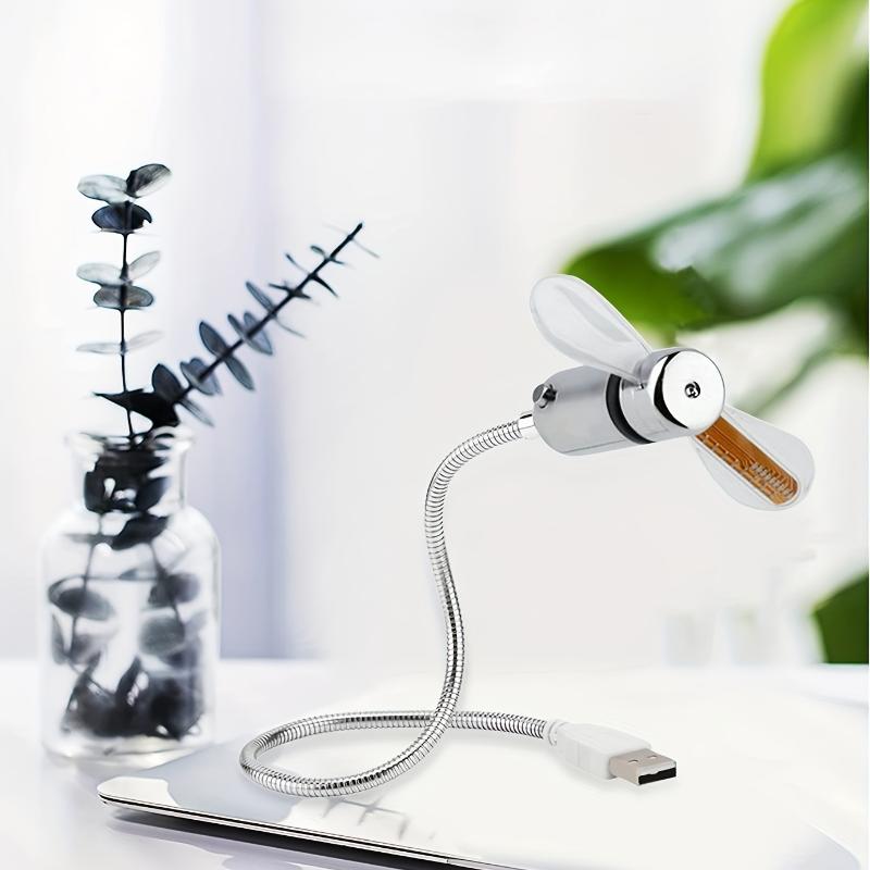 Portable USB LED Clock Fan with Time Display, 4-5 Hour Timer, Compact Metal Design, Green & Red LED Display, No Battery Needed, Silvery White Electronic