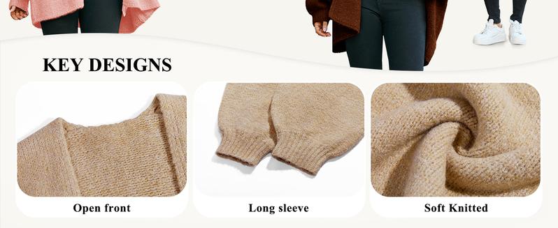 Saodimallsu Womens Oversized Cardigan Sweaters Open Front Chunky Knit Casual Long Lantern Sleeve Fall Sweater Coats chunky  cardigans  for  women