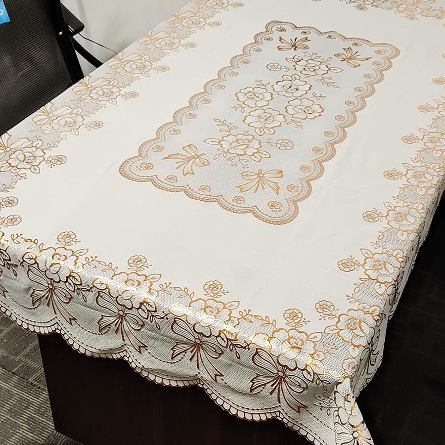 Floral Pattern Tablecloth, 1 Count Rectangular Table Mat, Waterproof & Oil-proof Tablecloth, Decorative Tablecloth for Home Kitchen Dining Room, Portable Tablecloth, Picnic Table Cover