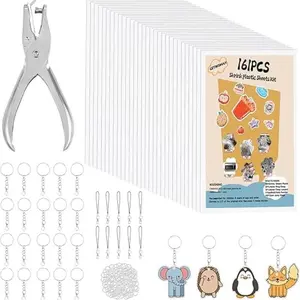 Shrinky Dinks Shrink Plastic Sheet DIY Craft Kit with Hole Punch, Lobster Claw Clasps & Key Rings | Make Custom Keychains, Earrings & Bag Charms, Beginner Art Supplies for Kids Adult Weekend Handmade Gift Craft Projects