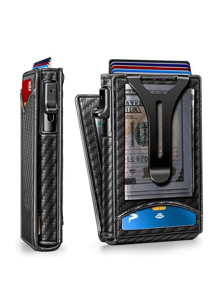 Men's Small Wallet Magnetic Metal Automatic Card Holder, Rfid Anti-Theft Credit Card Case, Multi-Card Slots ID Window Money Clip, Magnetic Card Holders