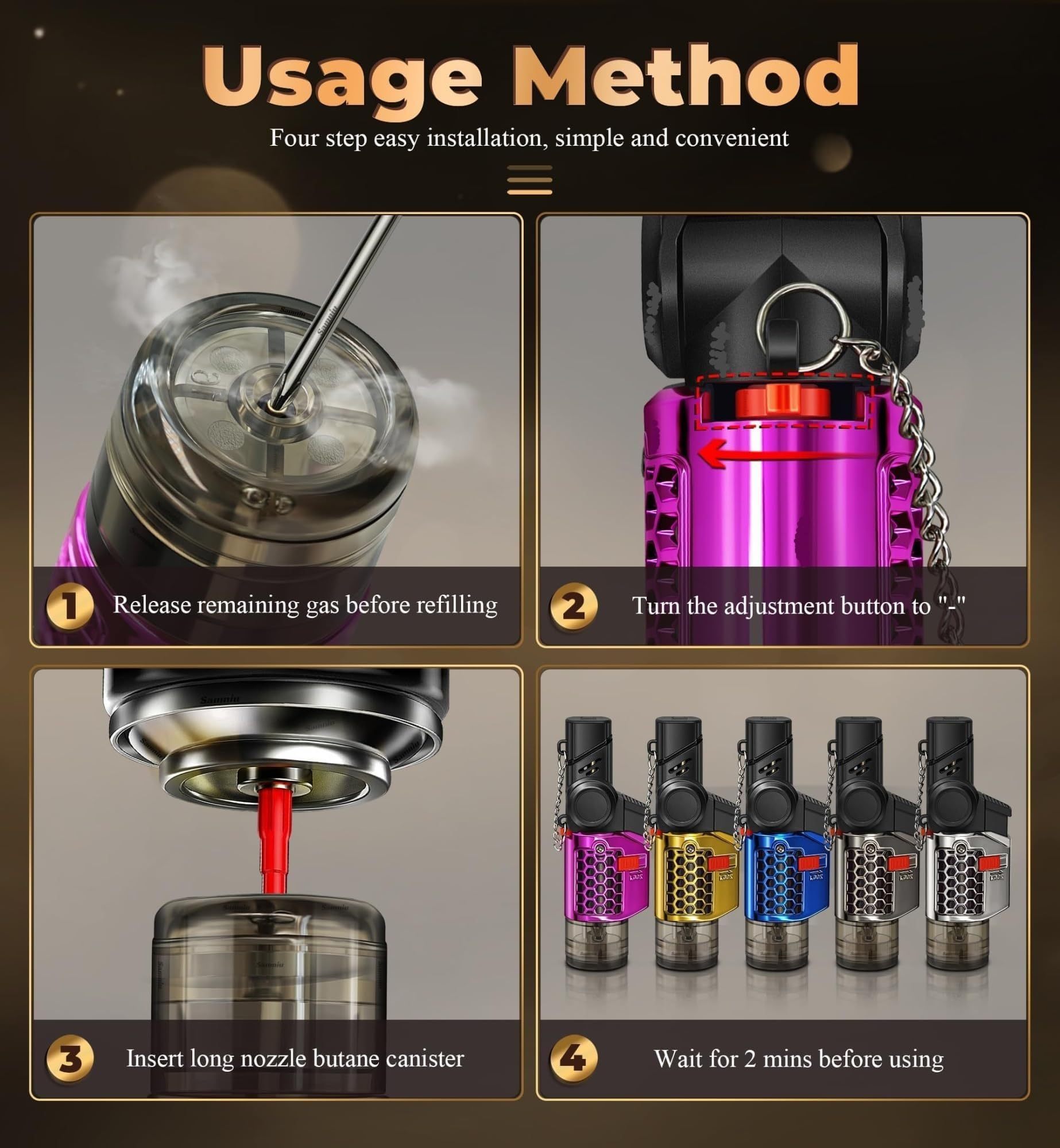 Compact Windproof Butane Torch Lighter with 15° & 45° Adjustable Swivel Ignition Head, Foldable Portable Design, Transparent Gas Tank with Safety Lock, Powerful Outdoor Welding Gun Lighter, Ideal Gift for Men (Butane Gas Not Included)