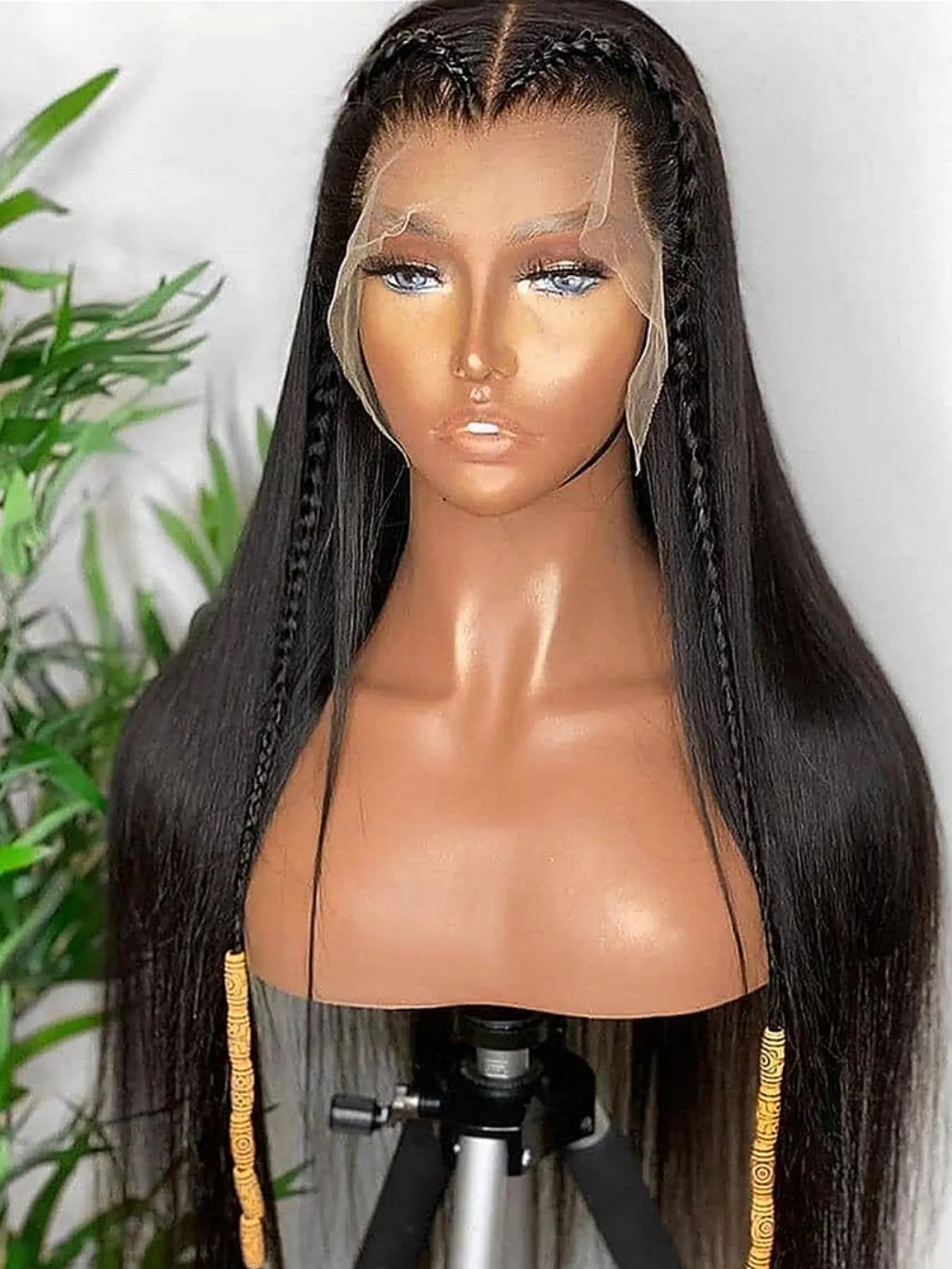 180%Density 26Inch Straight Remy Wigs 13x4 Front Lace Wigs Natural Black Heat Resistant Glueless Comfortable Fashionable Women's Black Daily Wear Wigs