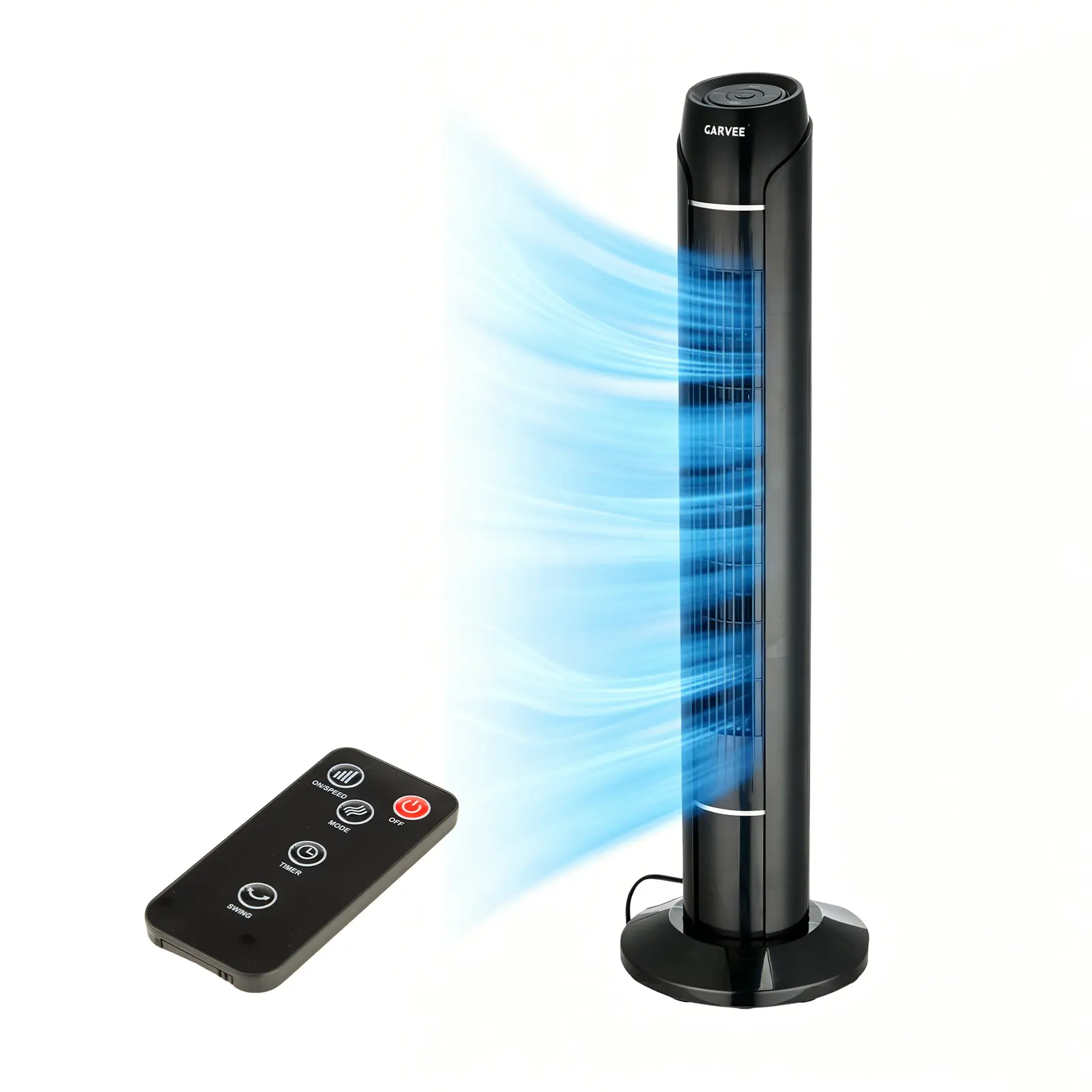 Garvee Ultra-Quiet 36" Tower Fan for Bedroom – Upgraded DC Motor, 56dB Low Noise, 18ft/s Powerful Airflow, 60° Oscillation, 3 Speeds, 4 Modes, Bladeless Standing Floor Fan, Remote & Touch Control