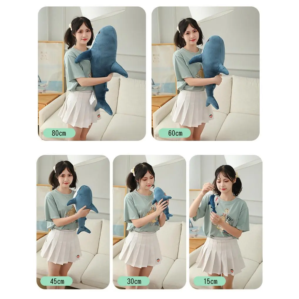 30-120CM Gaint Shark Whale Plush Pillow Gray Blue Pink Shark Stuffed Doll Warm Hug Pillow Cushion Toys Sofa Home Decoration