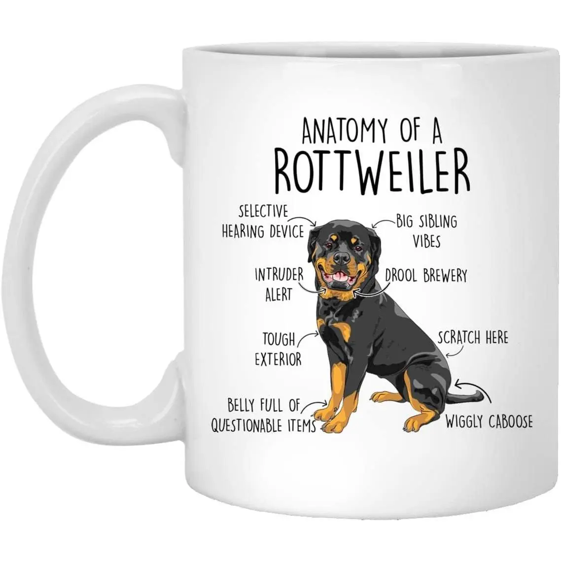 Rottweiler Coffee Mug, Cute Rotty ,  Lover, Funny  For Her, Him,  ,  Mom,  Dad, Rottweiler Anatomy, Rotty  11oz