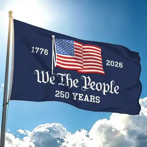 1 Double-sided Flag Patriotic Waving American Flag 250 Independence Day We The People Navy Red White Ideal for Yard and Outdoor Decor
