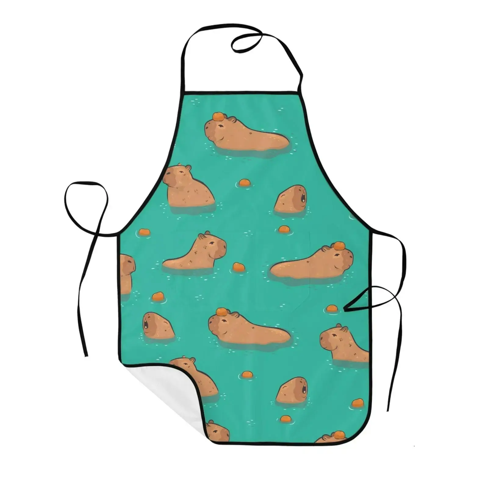 Adorable Pet Pattern Waterproof Apron, Manatee Float Fruit, Dark Leopard Print, Multi-Color Glass Cat, Trim Cooking BBQ Apron.1pc