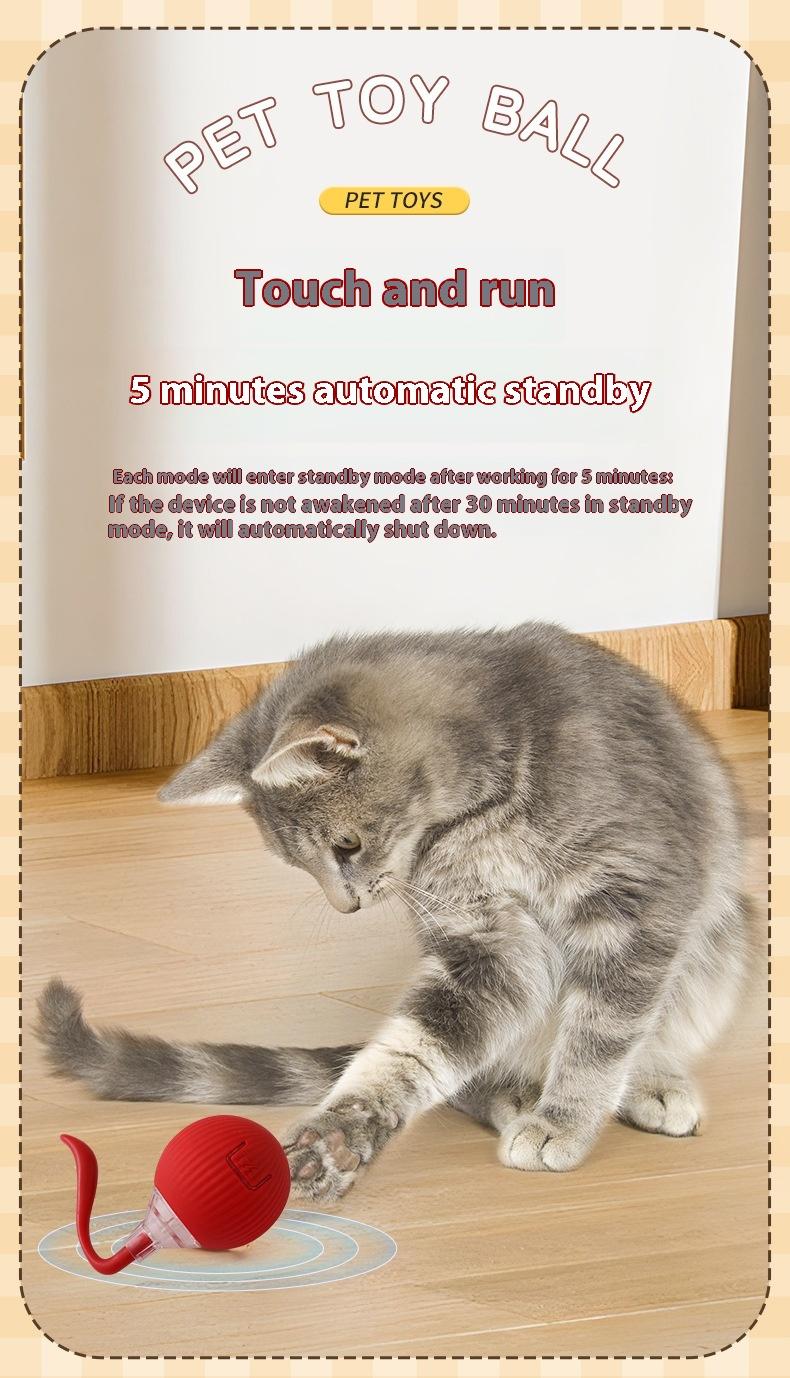 Interactive Cat Toy Ball Super Drive Cat Rolling Ball with Auto Shut Off & Wake-Up Features in Red Color for High-Energy Cats