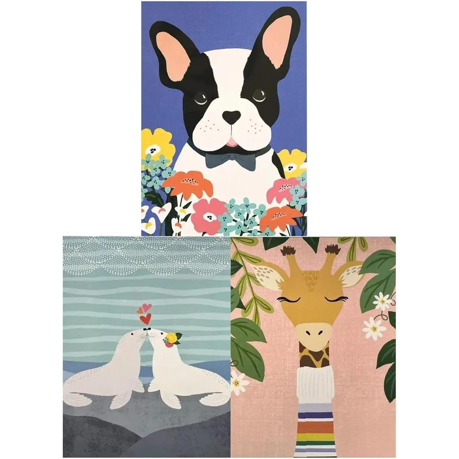 2 Pocket Folders Portfolios 3 Designer Patterns Letter Size Decorative Folders for Kids, Home, Office, School (Bulldog)