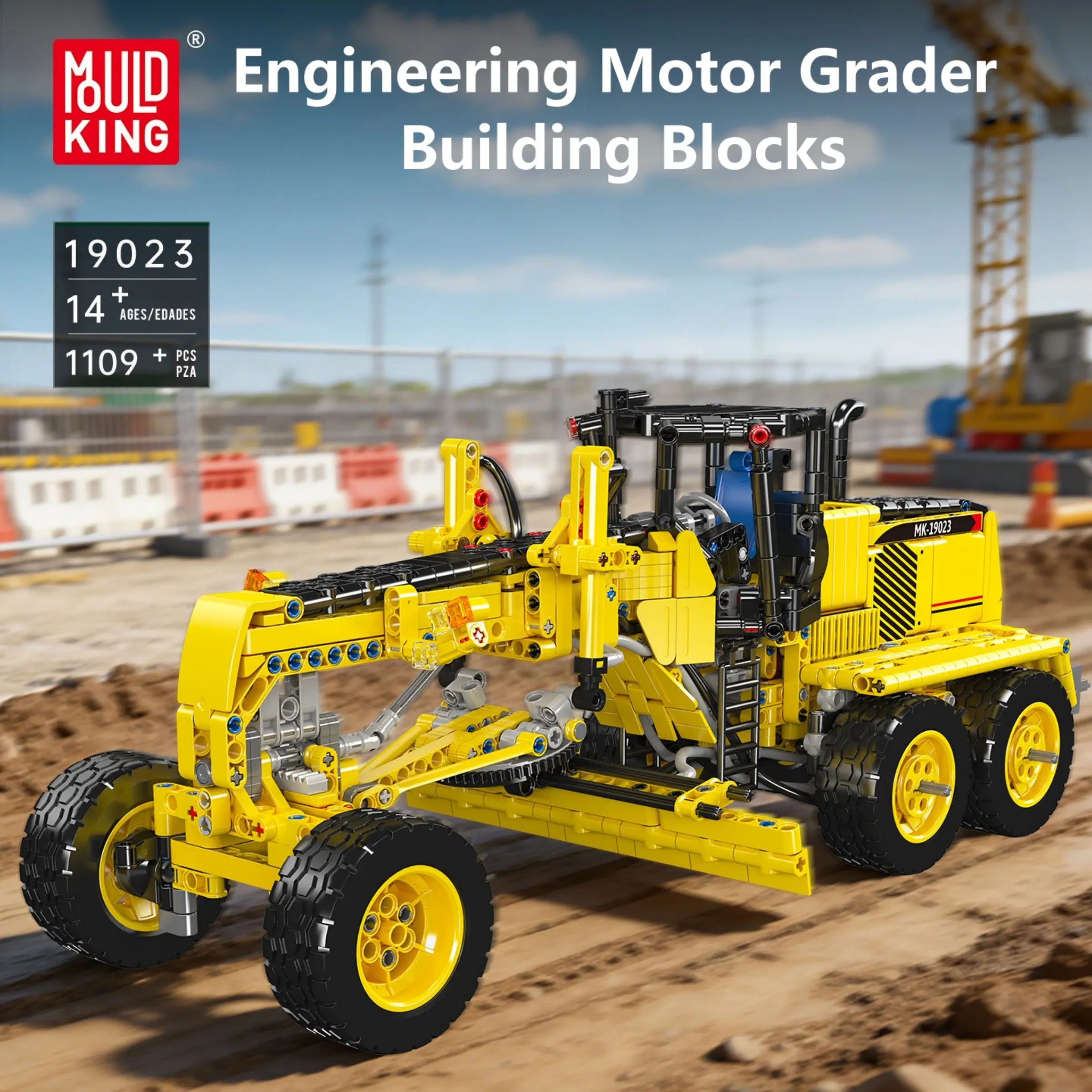 1109 Pieces Engineering Flat Earth Excavator Building Blocks, Pneumatic Linkage Structure, Suitable for Ages 14+, Home Desktop Decor, Collectible Model