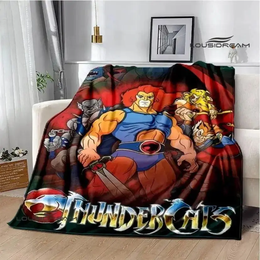 Thundercats Cartoon Printed Flannel Blanket - Soft Bedding Throw, Ultra Soft Texture, Bold Artwork, Wrinkle-Resistant, Fade-Resistant, Durable, All Seasons Blanket, Retro Vintage 80s Nostalgic Gift for Fans (Bedroom, Couch Use)