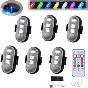 RGB LED Aircraft Warning Flash Light - Bicycle Light Set, Wireless Remote Control, Waterproof, Velcro Strap, USA-Designed for Motorcycle Interior, Emergency Use