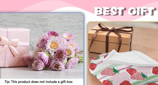 Pink Strawberry Flannel Throw Blanket, Fruit Red Green Stripes Birthday Gifts for Kids Girls Women Adults Teen, Spring Summer Soft Blankets for Bedding Sofa 50" x 60"