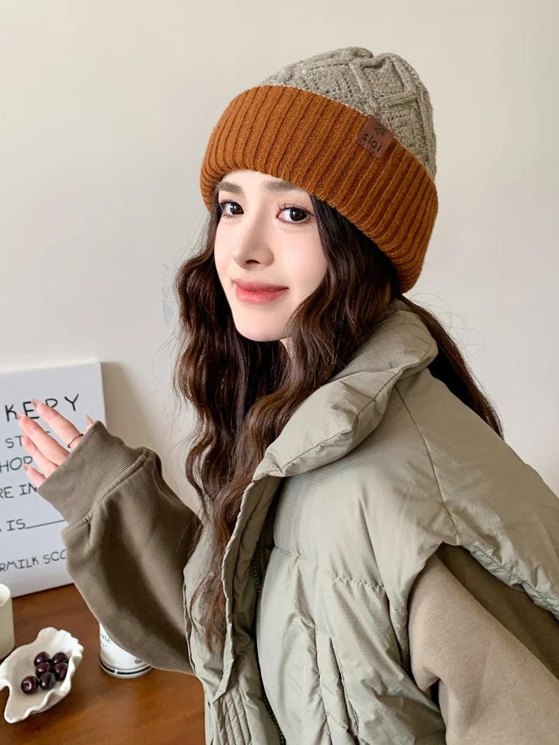 New Women Fashion Slouchy Winter Hats Various Wearing Method Reversible Beanie Hat Thick Knitted Hats