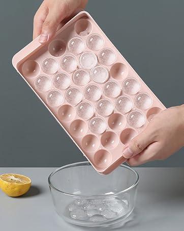 MIUVA Round Silicone Ice Cube Tray with Lid 3 Pack Circle Trays for Freezer Includes Ice Ball Maker Mold Scoop Kitchen Utensils Set Stackable Flexible Food-Grade Material Easy Release Ice Cubes for DIY Drinks Value Pack Christmas