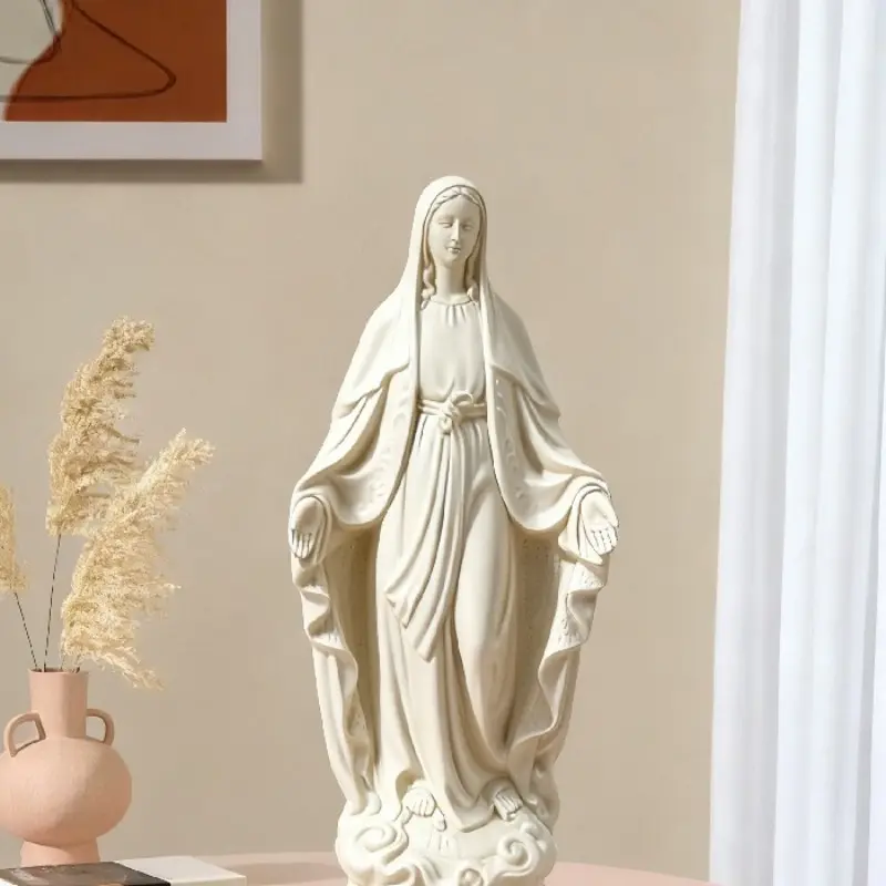 Distressed Resin Virgin Mary Statue, Freestanding Our Lady of Grace Figurine, Vintage Catholic Decor, Religious Home Decor, Religious Decorations, Housewarming Gift