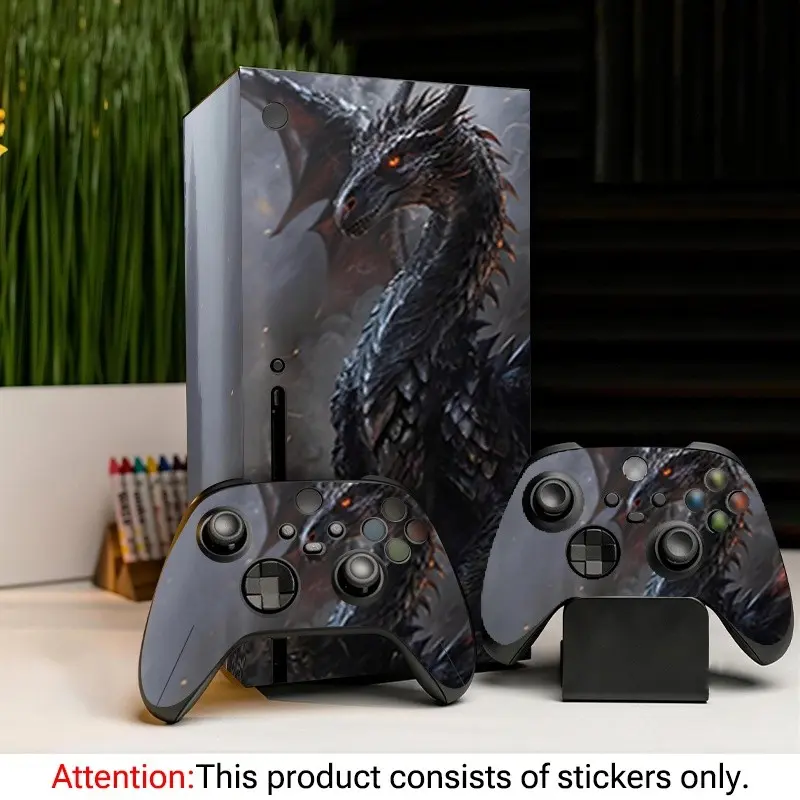 Xbox Series X Sticker Set, Dragon Myth Design, Includes Console & Controller Stickers, Waterproof, Scratch-Resistant, Easy Removal, Aesthetic