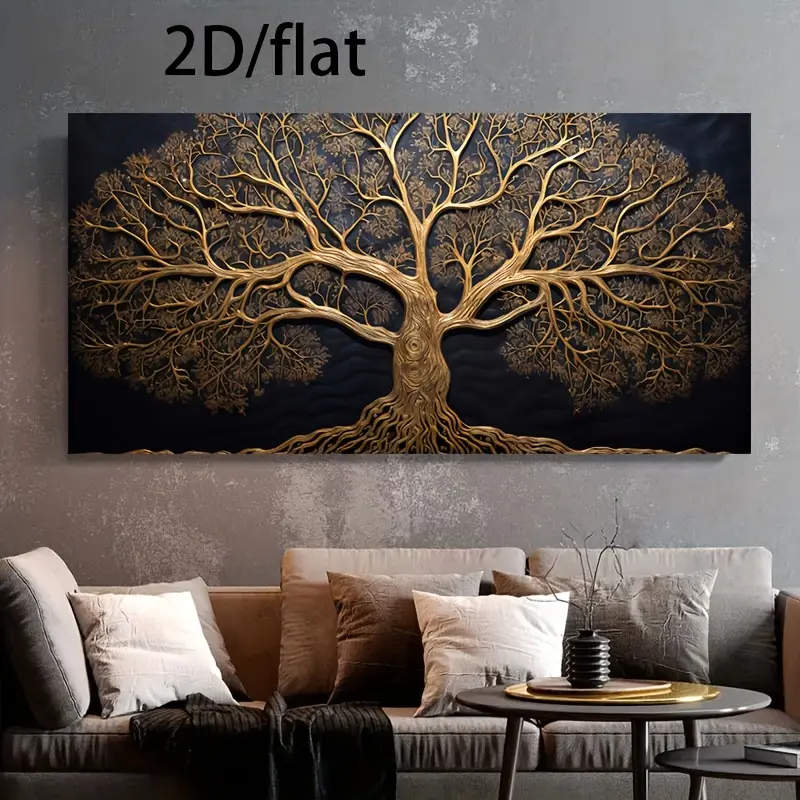 Frameless 1-Piece 2D Flat Modern Tree of Life Canvas Wall Decoration, 30x60in/75cmx150cm Living Room Decor, Bedroom Home Decor Poster Print, Decor For Living Room