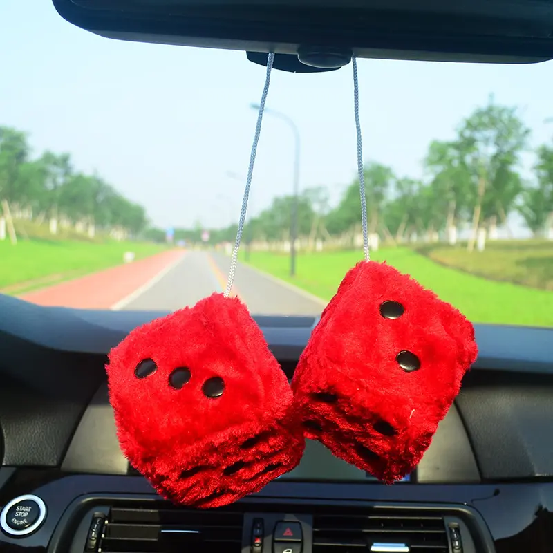Cute Plush Dice Car Accessories, 2-Piece Retro Hanging Ornament for Rearview Mirror, Universal Auto Interior Decor, Auto Accessories, Car Accessories Interior