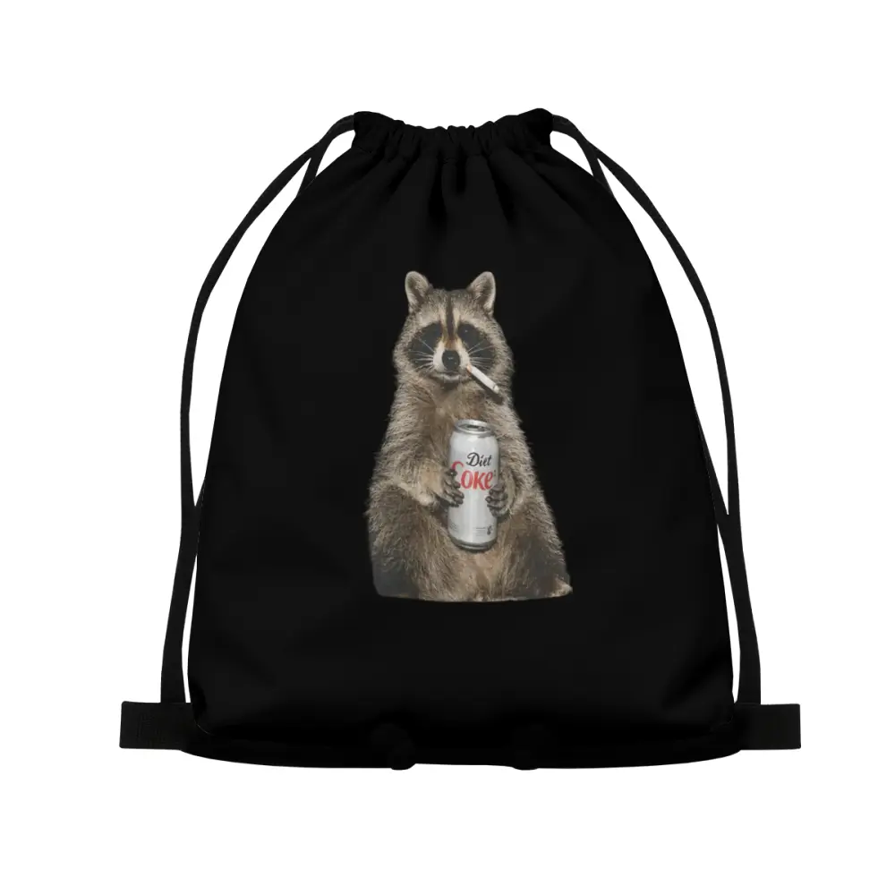 Funny Raccoon Diet Coke Drawstring Backpack Back to School Gym Bag for Teens Students Lightweight Raccoon Diet Coke Gym Bag Funny Drawstring Backpack for Fitness Exercise