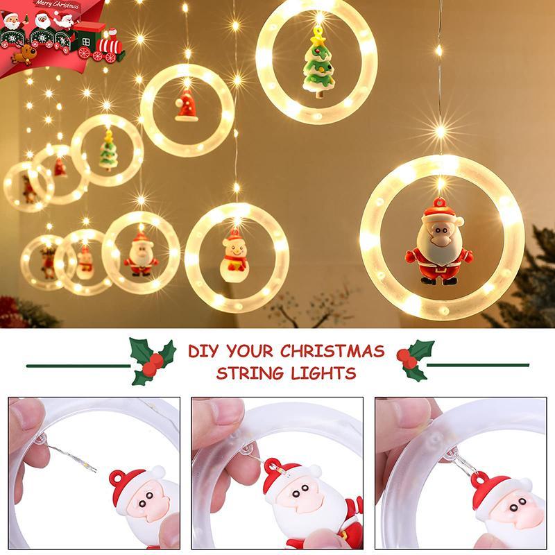 1PC Christmas Window Light,  Ornament LED Curtain Lights ,USB Powered DIY Light String with Remote Control, Cartoon Shape LED Lantern for Bedroom Patio Garden Party Home Indoor Outdoor Decor, Lighted Lantern