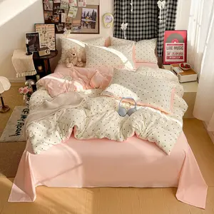 4pcs Soft Printed Fleece Cozy Bedding Set, Breathable Sweat-Wicking, Simple Elegant, Includes 1 Duvet Cover, 1 Sheet, 2 Pillowcases