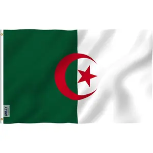 Vibrant Algeria Green White Flag, Fade Resistant Banner with Red Crescent & Star for Outdoor & Indoor Use