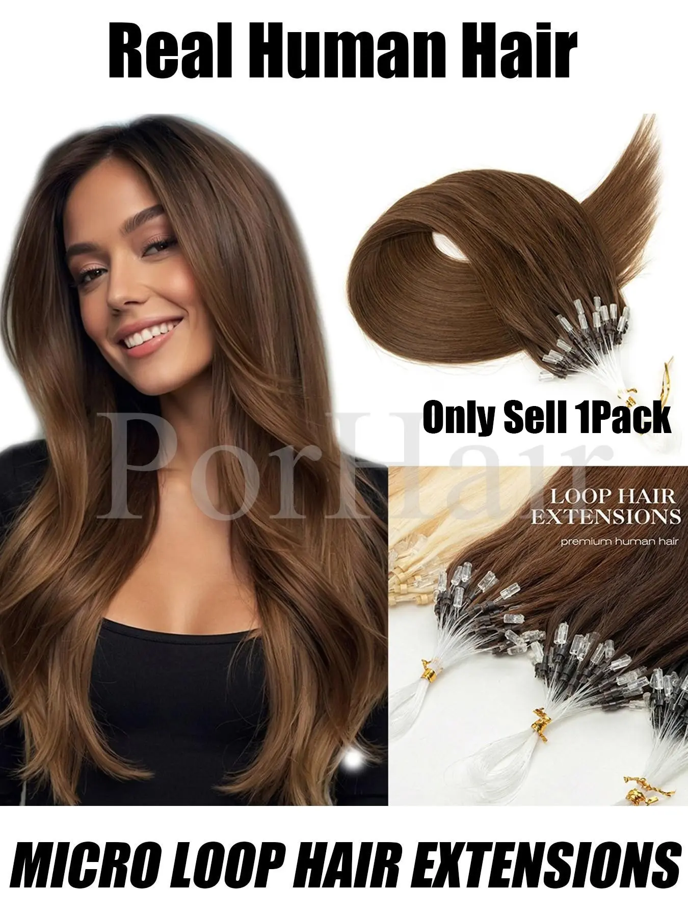 12-20Inches Straight Micro Loop Hair Extensions Human Hair For Women Natural Brown Black Blonde Micro Bead Micro Ring Fishing Line Halo Hair Extensions Daliy Use