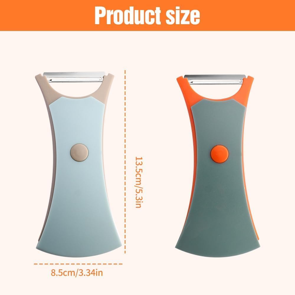 2-in-1 Stainless Steel Multifunctional Kitchen Peeler Utensil - 13.5x8.5cm Tool with Peeling Blade and Serrated Blade for Fruits, Potatoes, Utensils