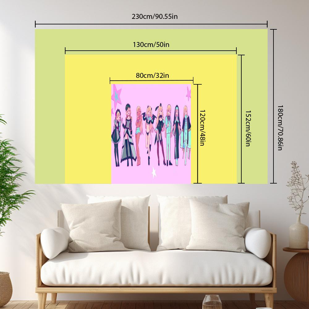 1-piece anime tapestry suitable living room, bedroom, office decoration - horizontal hanging featuring beautiful ED scenes and role-playing styles. Brightly colored polyester poster designed specifically anime fans. Durable horizontal hanging design