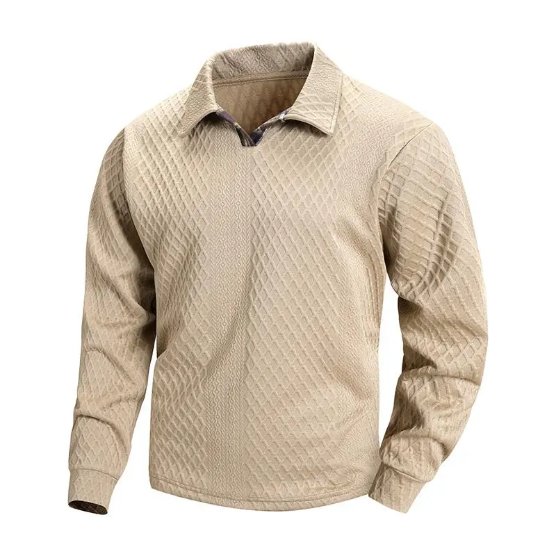 Men's Plain Pullover - Spring-Autumn Knitted Long-Sleeve Quarter-Zip Sweater with Vintage Classic Polo Design, Textured Versatile Fabric, Suitable for Daily Casual & Light Business Occasions