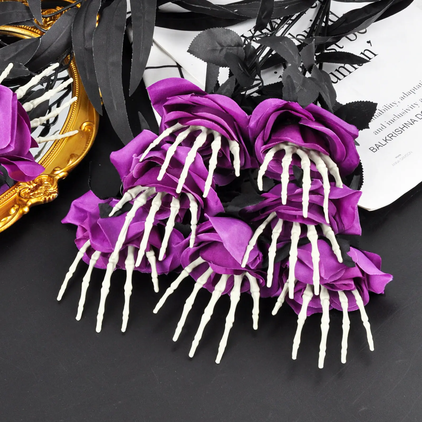 Halloween Dark Gothic Style Artificial Flower Spider Skull Eyeball Rose Stem Ghost Festival Flower