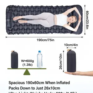 Portable Inflatable Mattress, Lightweight Rain-Resistant Camping Pad, Single Person Outdoor Sleeping Mat, Ultra-Light Design, Easy to Carry