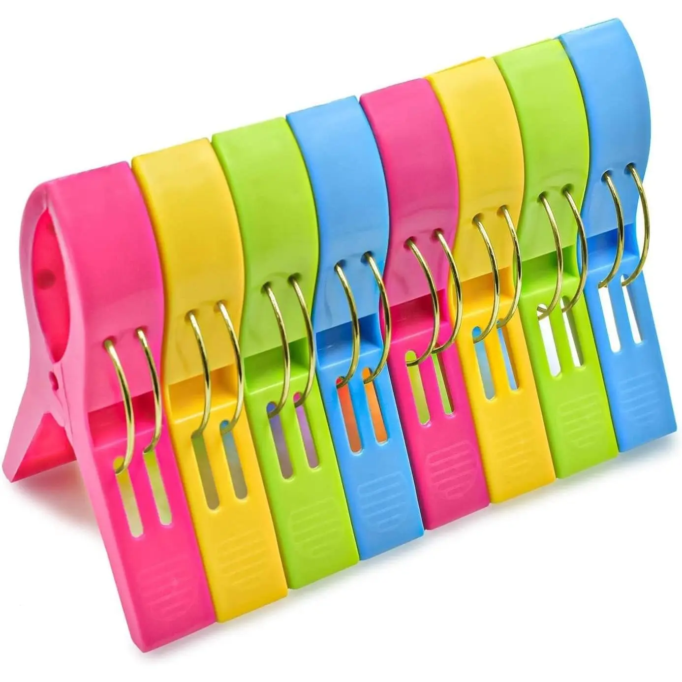 Beach Towel Clips 8 Pack - Large Chair Clips for Pool, Cruise Ship & Travel, Strong Grip Windproof Clothes Pegs, Secure Hold, 4 Colors (2026 Beach Essentials for Family)Gift
