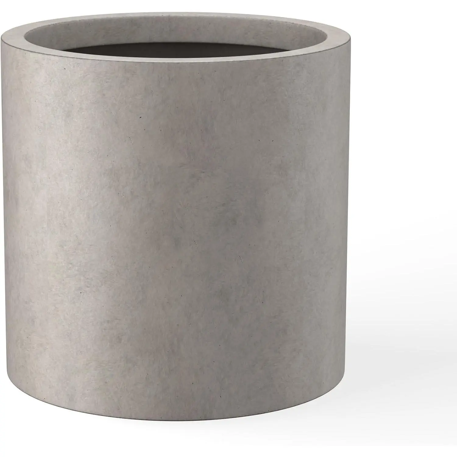 9.8" Dia Round Concrete Planter, Modern Style Large Cylindrical Plant Pot with Drainage Hole and Rubber Plug for Indoor Outdoor Patio, Weathered Concrete
