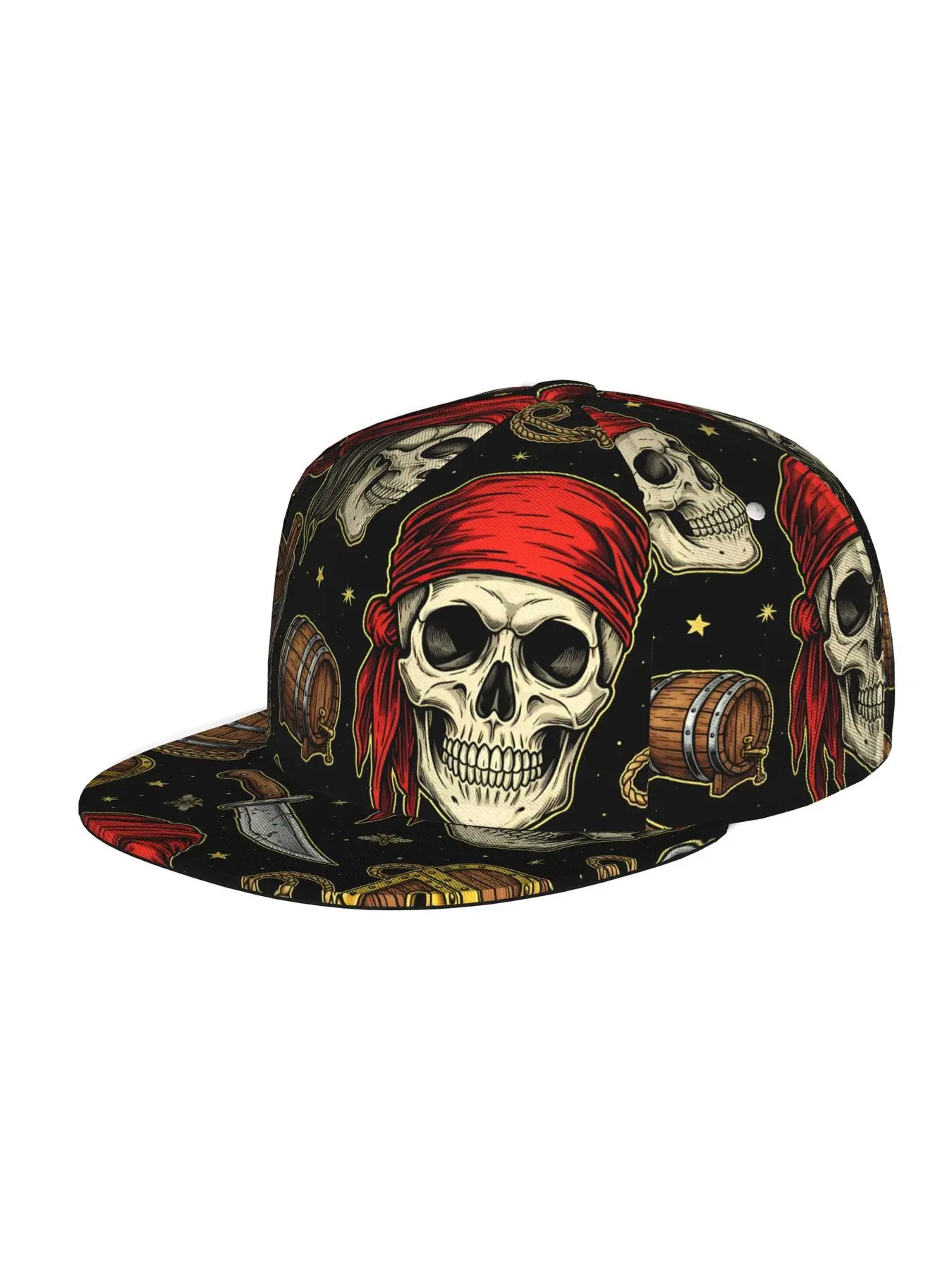 Pirate Skulls Pattern (2), Unisex baseball cap, adjustable back buckle trucker cap, party baseball cap, punk-style sun hat, suitable for skateboarding, dancing and outdoor sports, all year round.