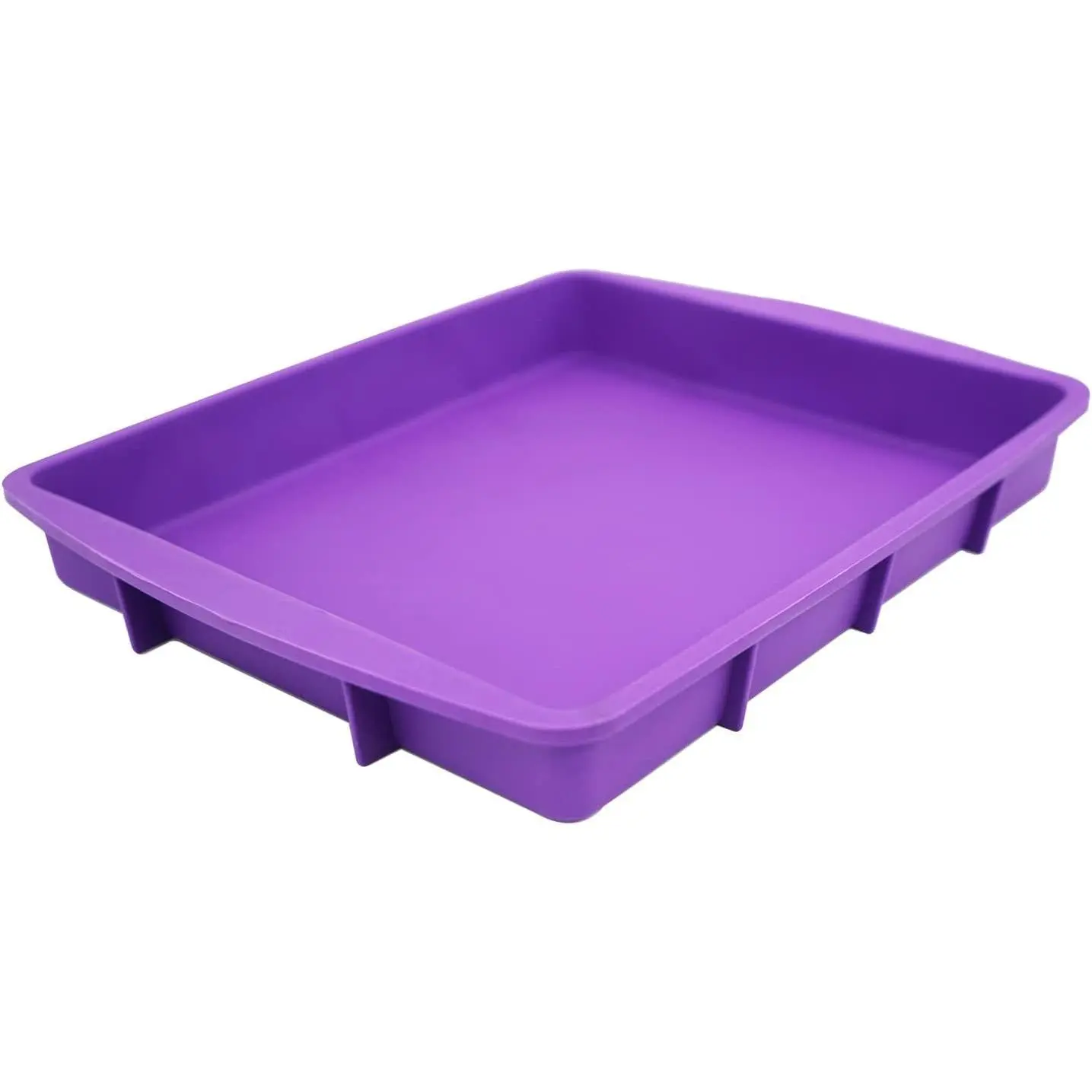 Lmaray 11x9.5 in Purple Flexible Silicone Baking Pan - Mold-Resistant, Durable, Easy to Clean, Microwave & Oven Safe for Birthday Cakes, Coffee Treats, Microwave Safe, Rectangular