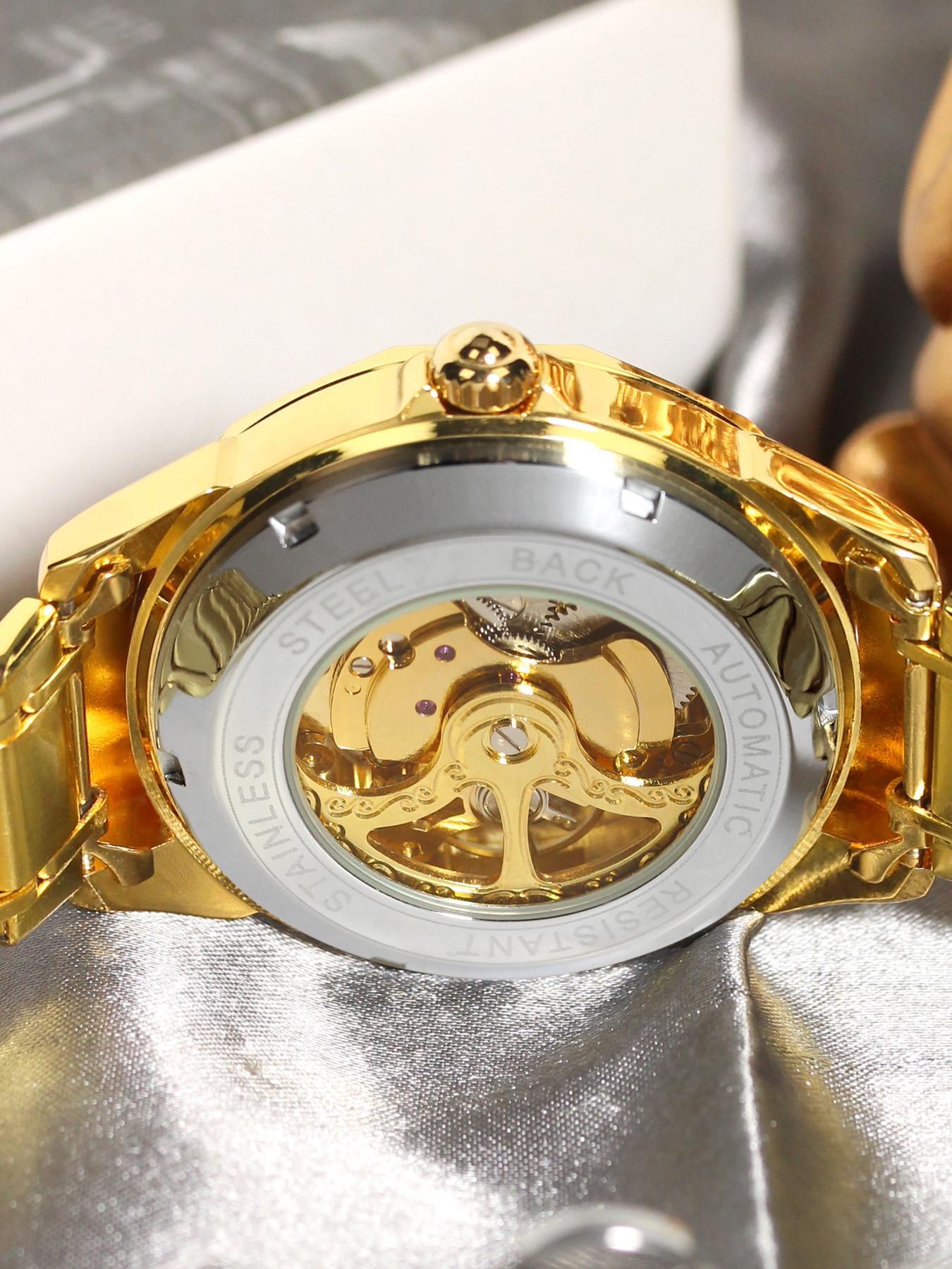 Men's Business Fashion Hollow Out Design Mechanical Watch, Fashion Watch for Party, Daily Clothing Decor, Trendy All-match & Exquisite Watch for Birthday Gift with Box