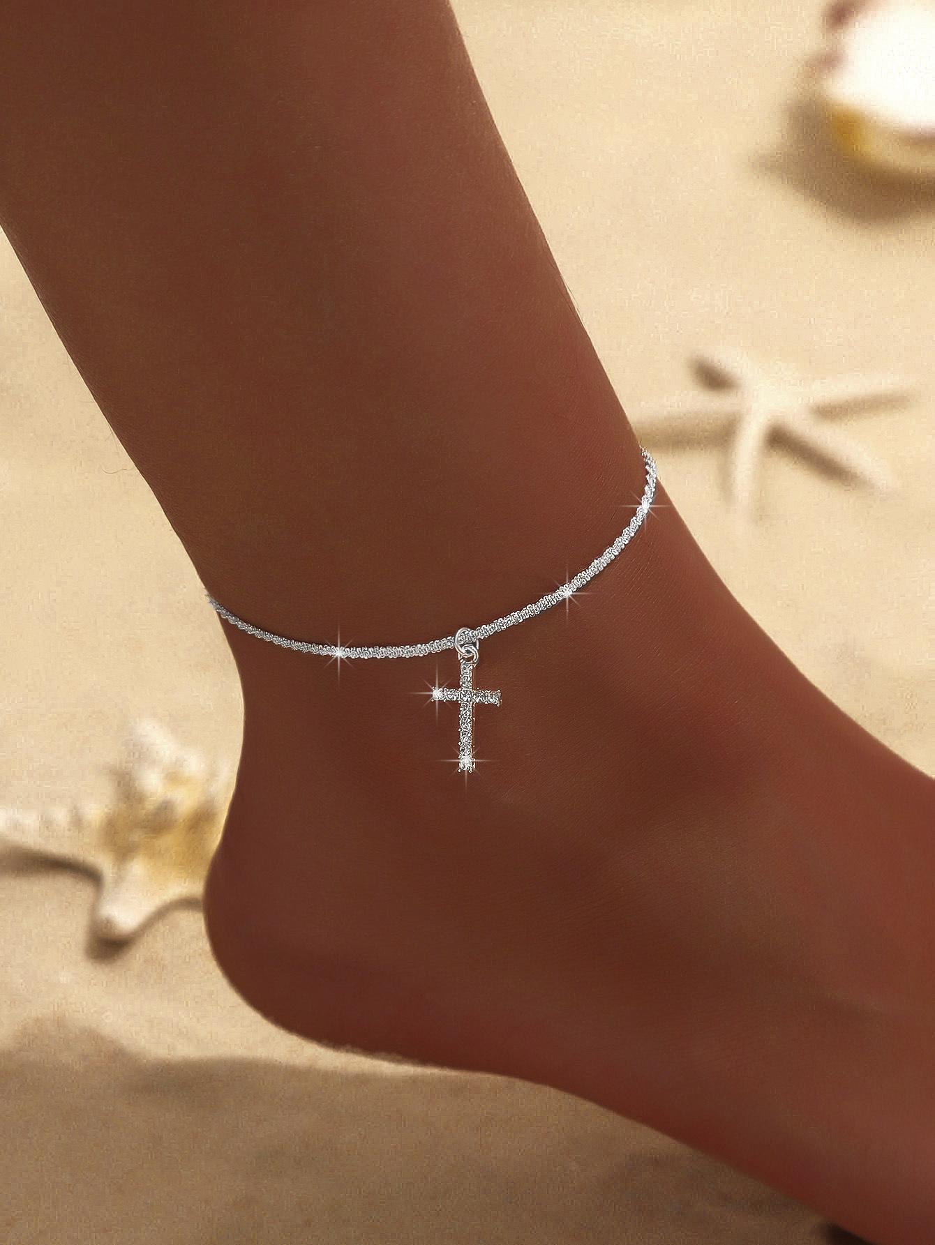 Fashionable hot-selling trendy sparkling anklet for women, high-end minimalist style, glittering starry anklet, beach gift