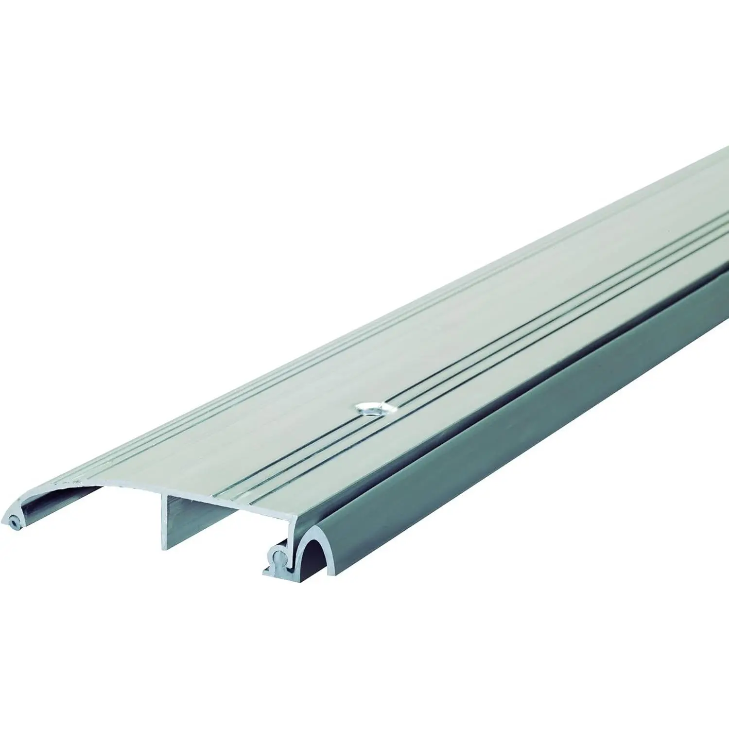 Outswing Door Threshold, Draft Seal, Silver, 3-1/2in x 36in | Heavy-Duty Aluminum, Vinyl Bumper Insert, Blocks Drafts Moisture Dust Insects, Cut-To-Length Hacksaw, Screws Included