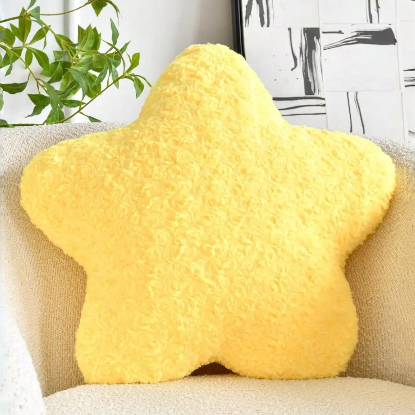 ✨ 12"/16" (30/40cm) Multi-Color Rosette Plush Star Shaped Pillow | Cozy Bed & Couch Decor Aesthetic | All-Season Home Essential & Holiday Must-Have 🌟 Perfect Gift Choice for Friends & Family, Home Decorative Cushion