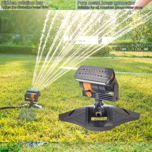 Heavy-duty adjustable garden sprinkler system with 180-degree rotating head - full coverage lawn and garden irrigation, no electricity required, multi-outlet bundle stable base - suitable for yards, farms, and commercial landscaping
